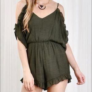 Olive Ruffle Hem Romper